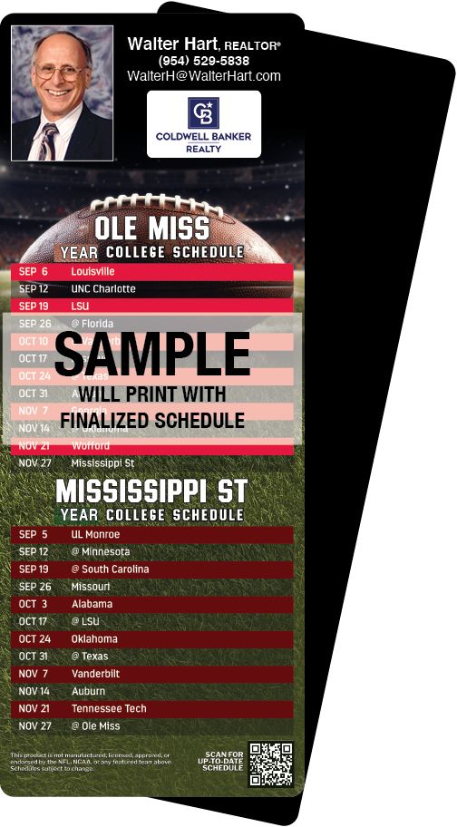 Football Schedules | ReaMark Real Estate Magnets